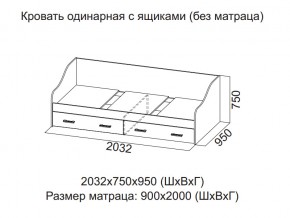 Кровать одинарная с ящиками (Без матраца 0,9*2,0) в Оханске - ohansk.magazin-mebel74.ru | фото